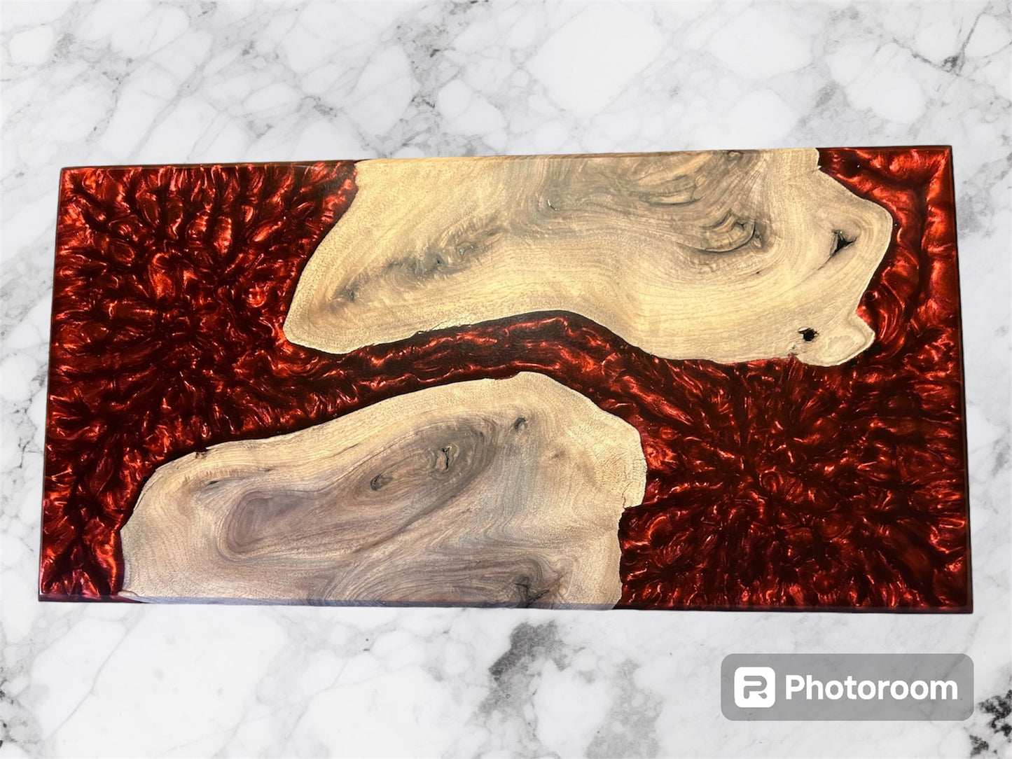 Red Epoxy and Walnut Charcuterie Board